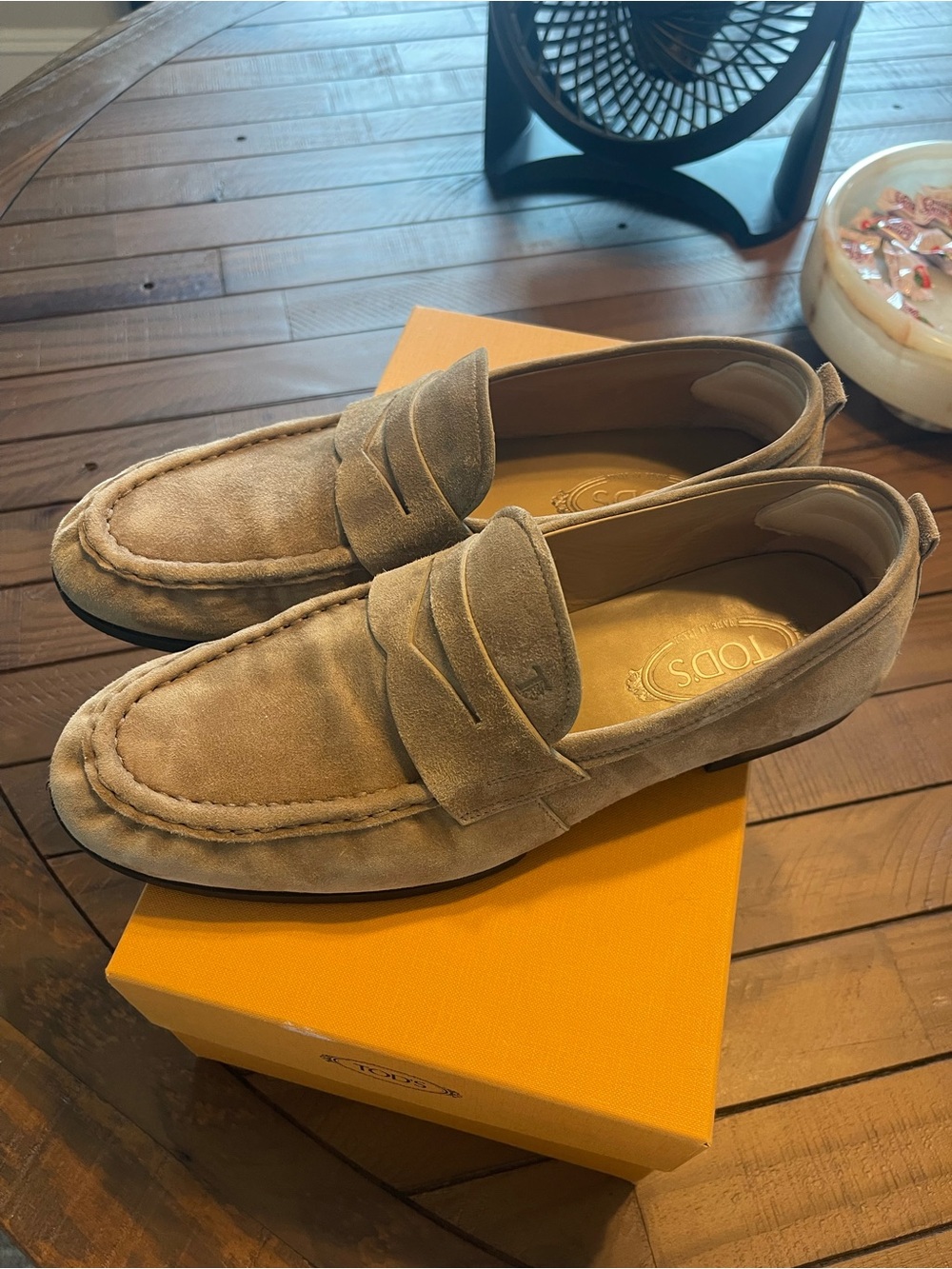 Tod's Beige Suede Penny Loafers for Men